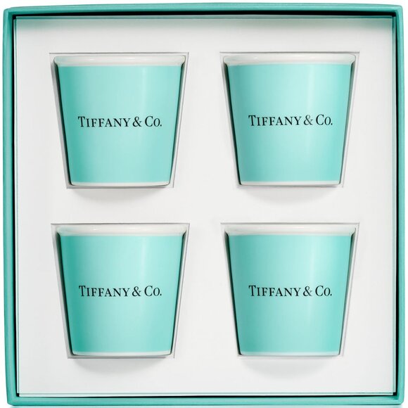 NEW TIFFANY&CO ESPRESSO CUPS IN BONE CHINA, SET OF FOUR - Picture 1 of 3